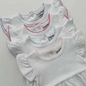 Knit Flutter Sleeve Bubble with Picot Trim