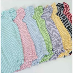 Knit Stripe Flutter Sleeve Bubble