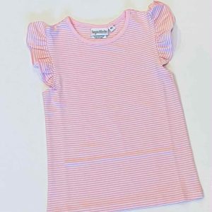 Knit Stripe Flutter Sleeve Shirt