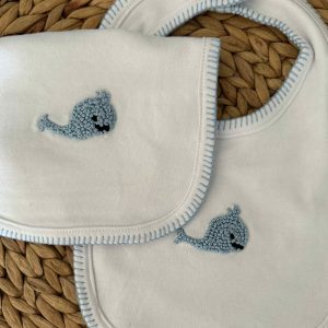 Whale Bib & Burp Cloth